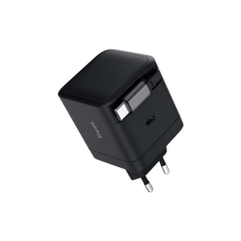 Cargador Trust Maxo Retráctil 65W USB-C Negro (25805)