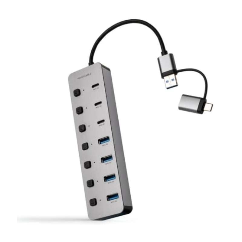 HUB Nanocable USB-A/C a USB-A/C Plata (10.16.4510)