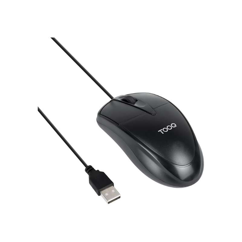 Ratón TooQ Óptico USB-A 1000dpi 1.3m Negro (TQM-1001-B)