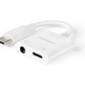 Nanocable USB-C a Jack+USB-C/H 60W Blanco (10.24.1206)