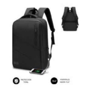 Mochila SUBBLIM City 15.6″ USB Negra (SUB-BP-2BL2002)