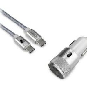 Cargador coche SUBBLIM 2Usb+cable Usb-C Plat(CHG-5CPD01