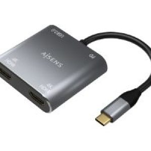 Adaptador AISENS USB-C a 2xHDMI/H 15cm Gris (A109-0625)
