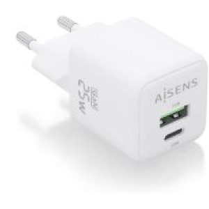 Cargador Pared AISENS GaN 25W USB-A/C (ASCH-25W2P014-W)