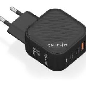 Cargador Pared AISENS USB-A USB-C 65W(ASCH-65W3P027-BK)