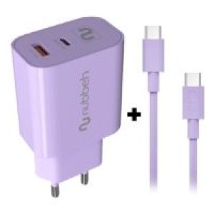 Cargador NUBBEH Bhoot 30W + Cable USB-C/C 60W 1.5m Lila