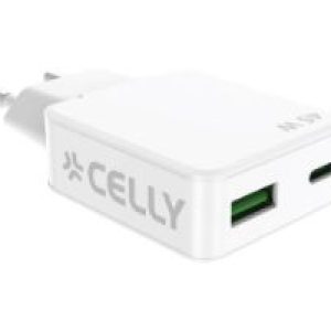 Cargador CELLY Slim 45W 1USB-A 1USB-C (SLIMTC1C1A45WWH)