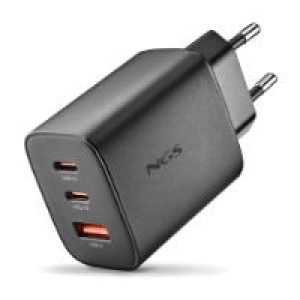 Cargador NGS Era 65W 1USB-A 2USB-C Negro (ERA65WBLACK)