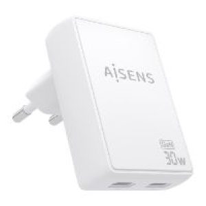 Cargador Pared AISENS GaN 30W 2xUSB-C (ASCH-30W2P075-W)