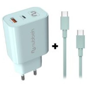 Cargador NUBBEH Bhoot 30W Cable USB-C 60W 1.5m Turquesa