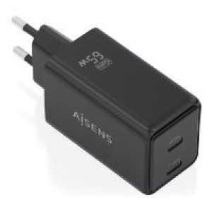 Cargador Pared AISENS GaN 65W 2USB-C (ASCH-65W2P079-BK)
