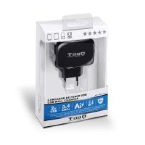 Cargador de Pared TooQ 17W 2xUSB-A Negro (TQWC-1S02)
