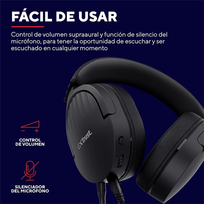 AURICULARES + MICROFONO TRUST GAMING GXT 489 FAYZO HEADSET MULTI BLACK - Imagen 5
