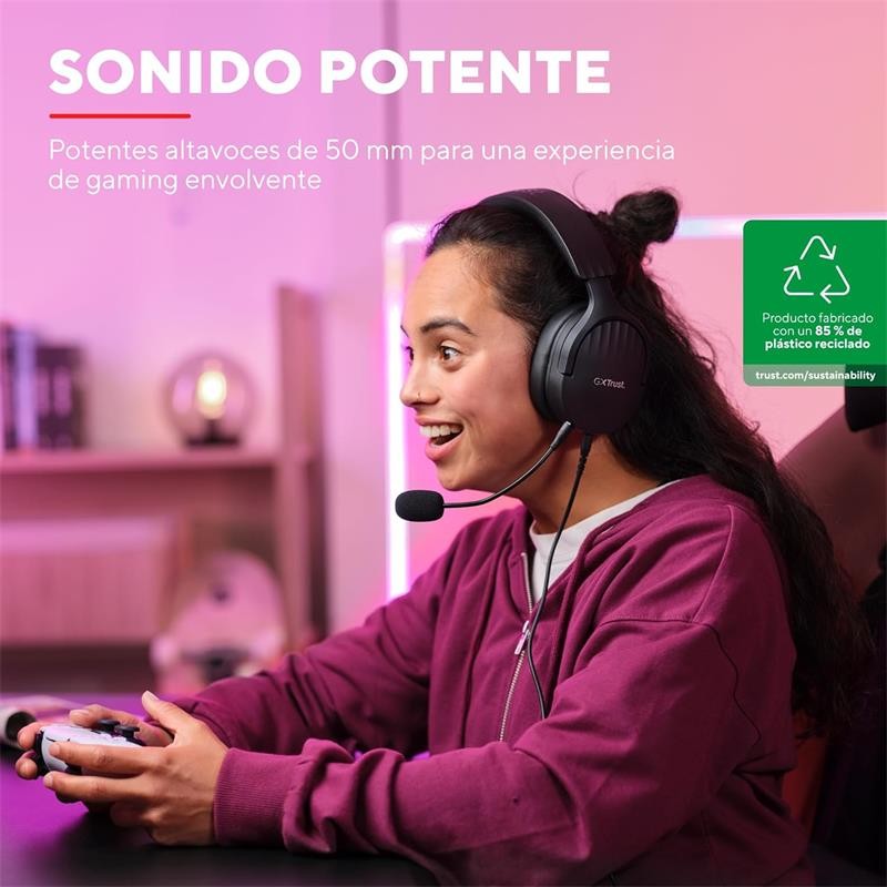 AURICULARES + MICROFONO TRUST GAMING GXT 489 FAYZO HEADSET MULTI BLACK - Imagen 8