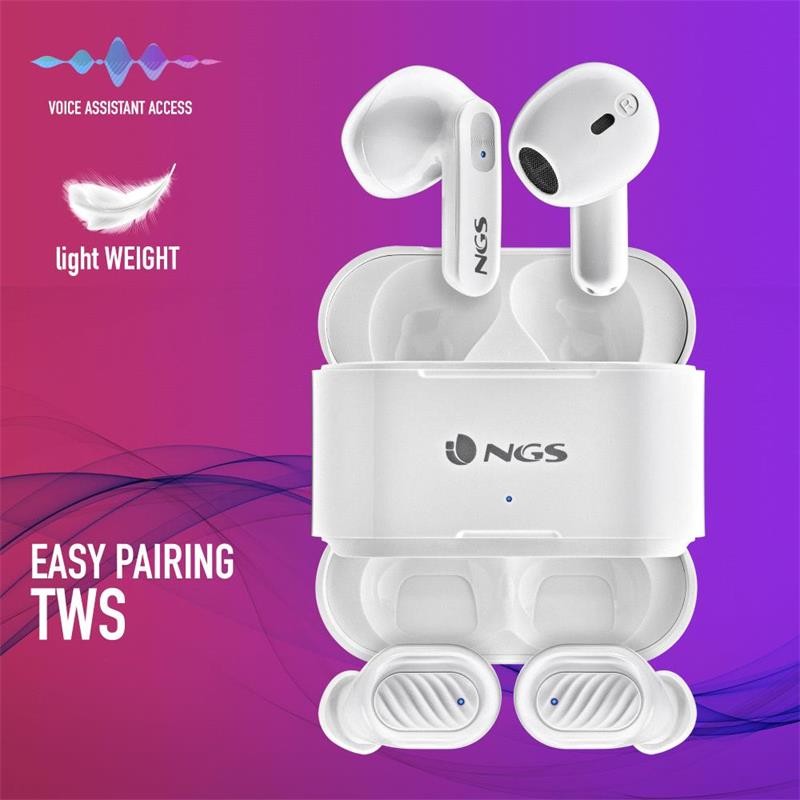 AURICULARES NGS ARTICA DUO EARPHONES BLUETOOTH WIRELESS WHITE ( PACK 2UD ) - Imagen 8