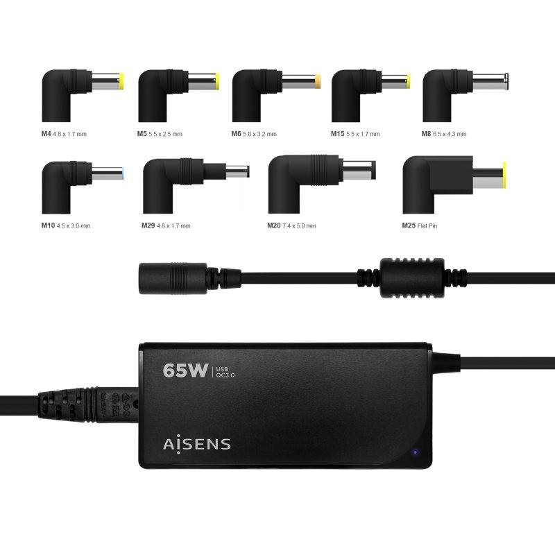 CARGADOR PORTATIL AISENS 65W AUTOMATICO + 9 CONECTORES + USB-A - Imagen 4