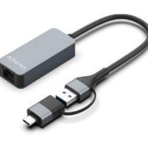 Adaptador AISENS USB-A/C/M a RJ45/H Gris (A109-0710)