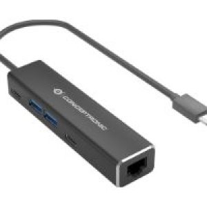 Adaptador CONCEPTRONIC USB-C a RJ45 + Hub (ABBY14B)