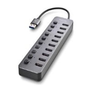 Hub NGS 10xUSB 3.0 con Interruptores Gris (IHUB10)