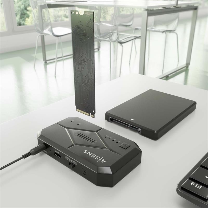 DOCK STATION CLONE AISENS 3.5/2.5 SATA M2 NVME USB 3.0 BLACK - Imagen 3