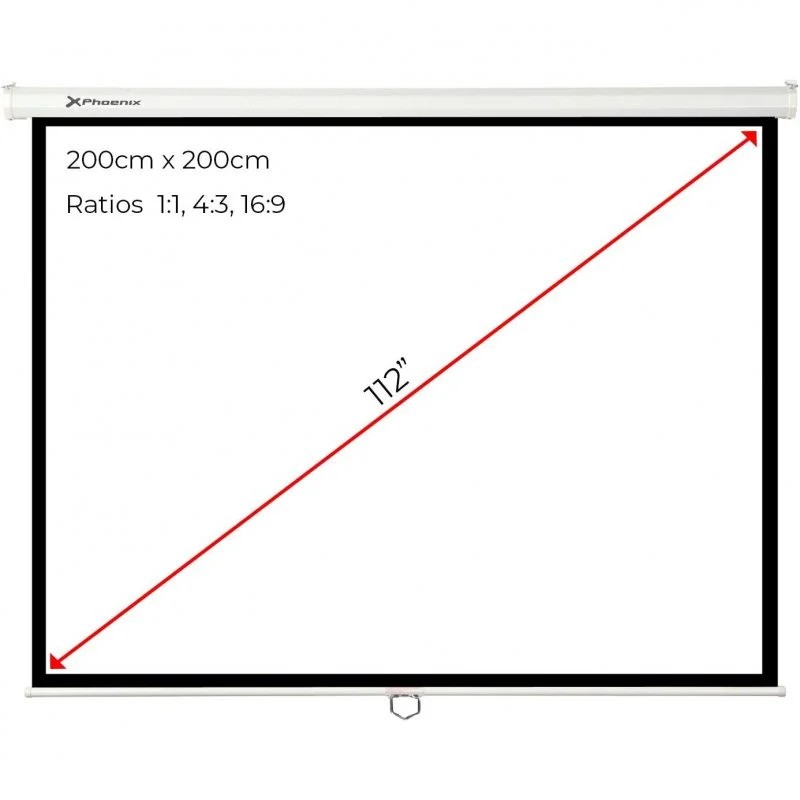 PANTALLA PROYECCION PHOENIX PARED Y TECHO MANUAL 112 200X200 - Imagen 2