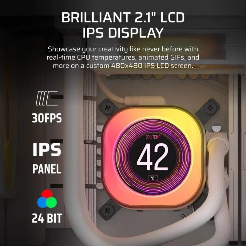 REFRIGERACION LIQUIDA CPU CORSAIR ICUELINK TITAN 360 RX 360MM RGB LCD WHITE - Imagen 4