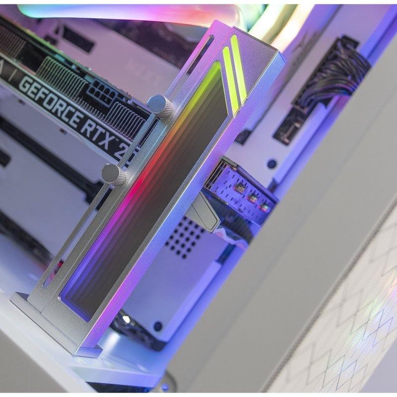 SOPORTE MARS GAMING PARA TARJETA DE VIDEO MAGNETICO RGB SILVER - Imagen 3