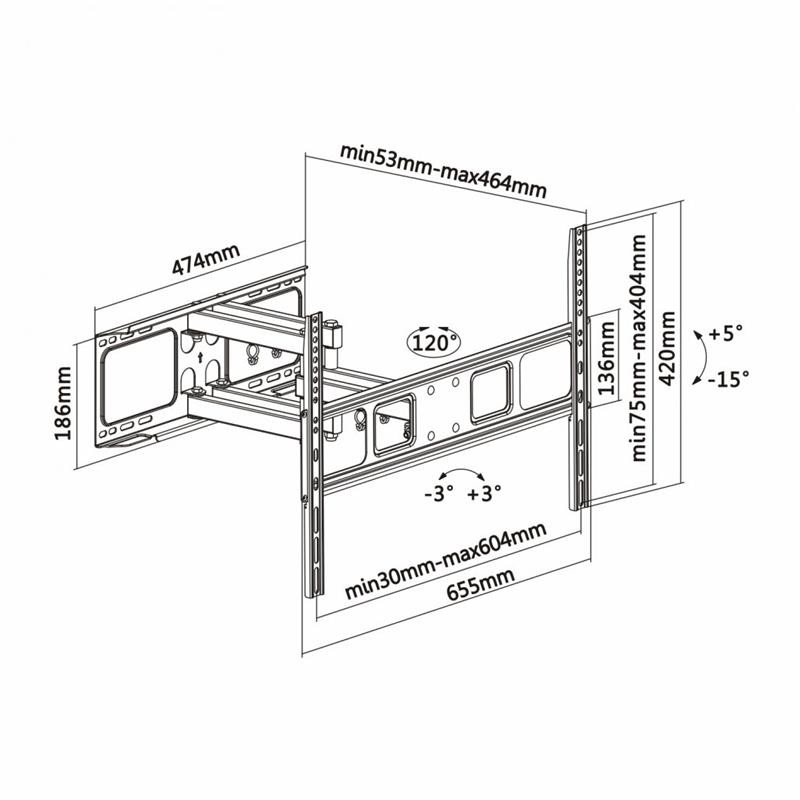 SOPORTE PARED TV MONITOR AISENS 37-70 40KG INCLINABLE/GIRATORIO - Imagen 4