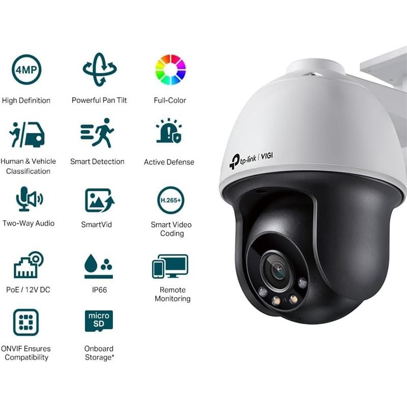 CAMARA IP TP-LINK VIGI PT 4MP 4MM IR 30M IP66 POE - Imagen 2