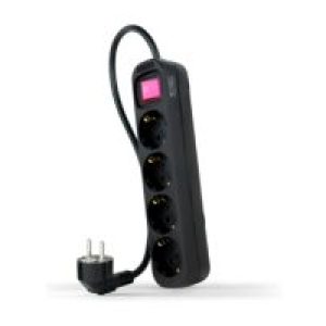 Regleta Nanocable 4xSchuko Interruptor (10.37.0004-BK)