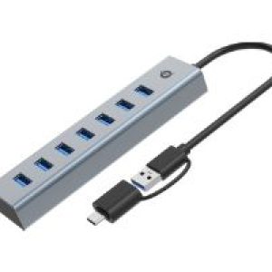 Hub CONCEPTRONIC USB-C 3.0 a 7xUSB-A Gris (HUBBIES21G)