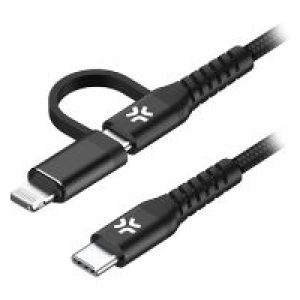 Cable CELLY USB-C a USB-C/Lightning 100W (USBC2IN1BK)