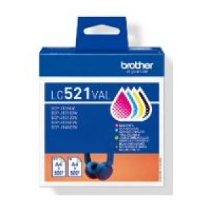 Tinta Brother Pack Negro/Tricolor 300 pág (LC521VAL)