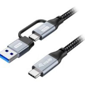 Cable EQUIP USB-C a USB-C 100W + Adap USB-A 1m (128431)