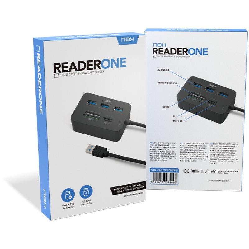 LECTOR DE TARJETAS NOX + HUB USB 3 - Imagen 2