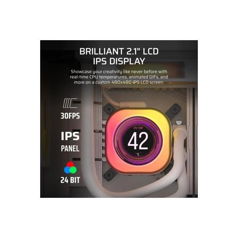 REFRIGERACION LIQUIDA CPU CORSAIR ICUELINK TITAN 240 RX 240MM RGB LCD WHITE - Imagen 4