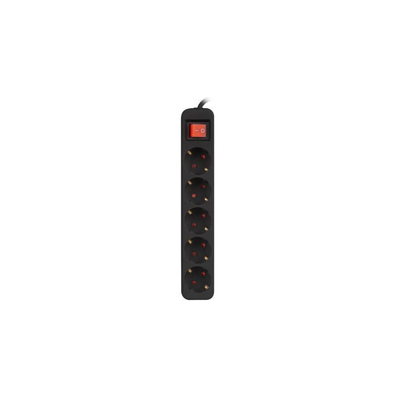 REGLETA LANBERG 5 SCHUKOS CON PROTECCION 3M BLACK - Imagen 2