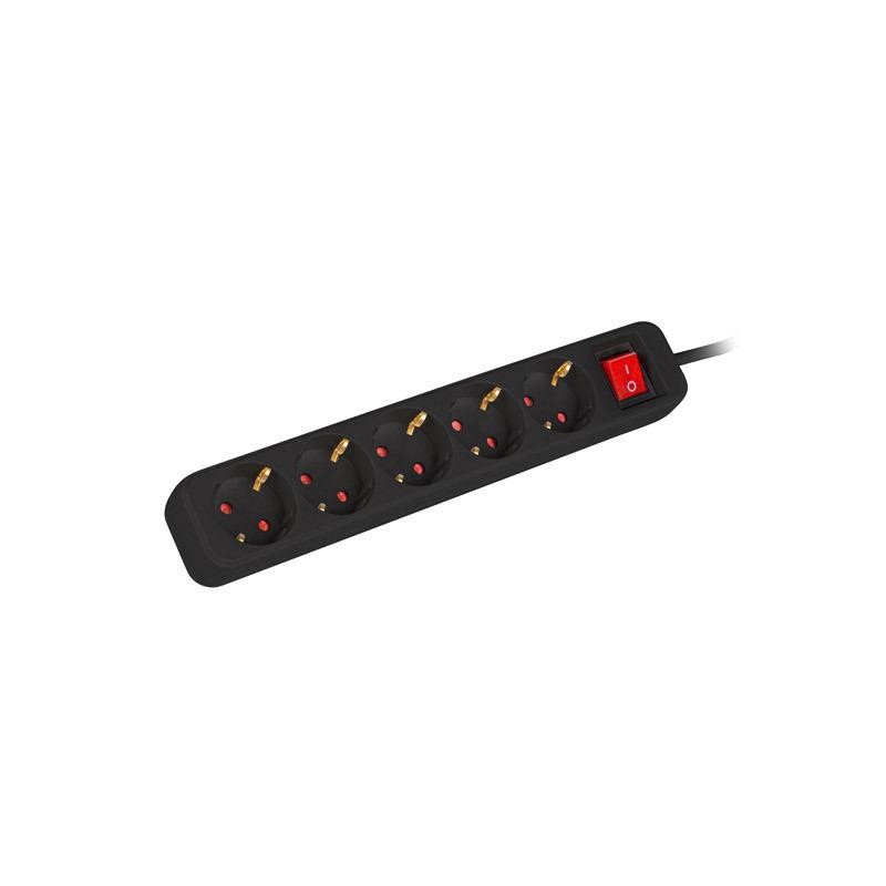 REGLETA LANBERG 5 SCHUKOS CON PROTECCION 3M BLACK - Imagen 3