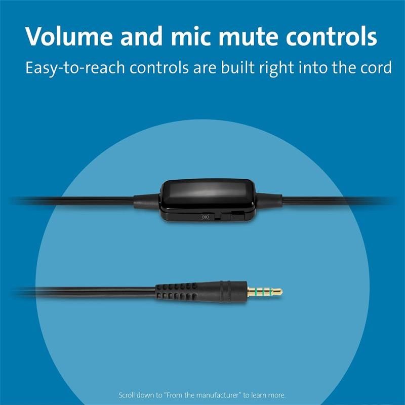 AURICULARES + MICROFONO KENSINGTON K33597WW HI-FI JACK 3.5MM BLACK - Imagen 3