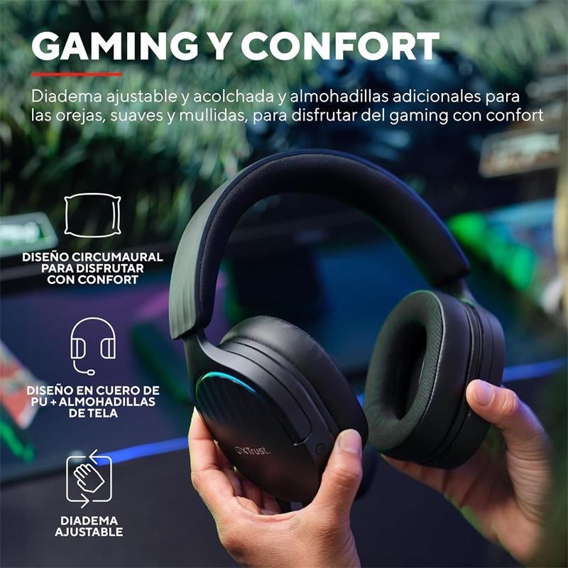 AURICULARES + MICROFONO TRUST GAMING RGB GXT 490 FAYZO HEADSET 7.1 BLACK - Imagen 6
