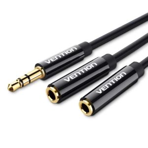 CABLE AUDIO VENTION JACK 3.5/M – 2X JACK 3.5/H 30CM BLACK