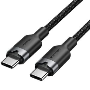 CABLE USB-C VENTION TIPO USB-C/M – USB-C/M 3A 60W 2M ALUMINIO BLACK