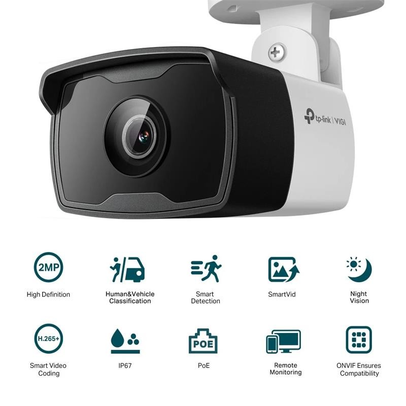 CAMARA IP TP-LINK VIGI BULLET EXTERIOR 2MP 2.8MM IR 30M IP67 POE/CC - Imagen 9