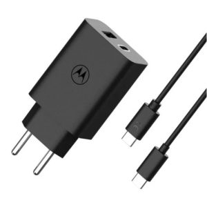 CARGADOR DE PARED MOTOROLA TURBOPOWER QUICK CHARGE 3.0 USB-C/USB-A PD 50W  BLACK + CABLE USB-C 1M
