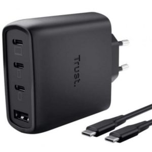 CARGADOR TRUST MAXO 3XUSB-C 1XUSB-A 65W + CABLE USB-C 2M BLACK