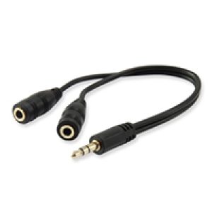 Cable EQUIP Audio 2×3.5mm/M a 3.5mm/H 0.13m (EQ147941)