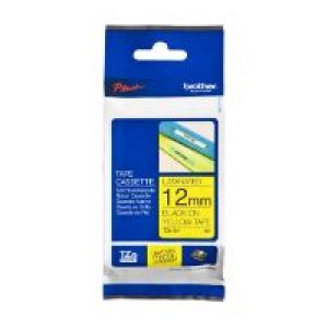 Cinta Brother 12mm 8m Negro sobre Amarillo (TZe-FX631)