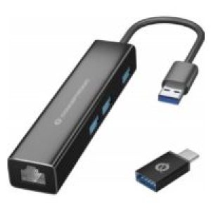 Hub CONCEPTRONIC USB-A a 3USB-A 1xRJ45 Negro (DONN07BA)
