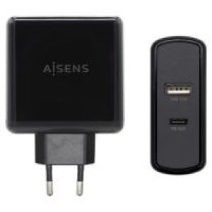 Cargador Pared AISENS 57W 2xUSB Negro (ASCH-2PD45A-BK)