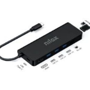 Docking Station NILOX 8 en 1 USB-C Negro (NXDSUSBC04)